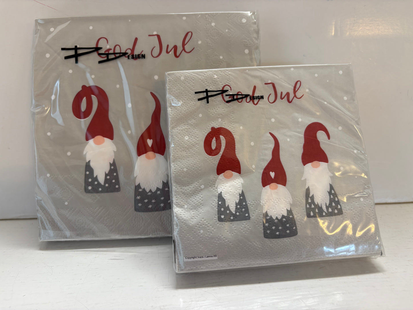 Three Scandinavian Little People Wishing You God Jul