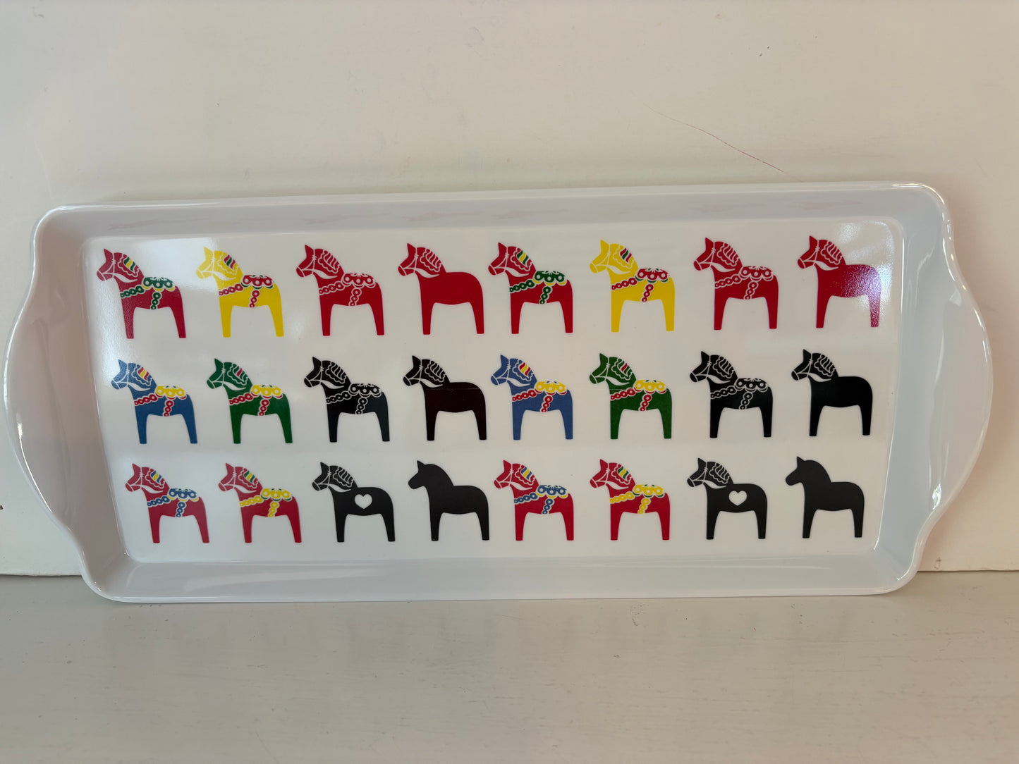 Serving Tray with Colorful Dala Horses