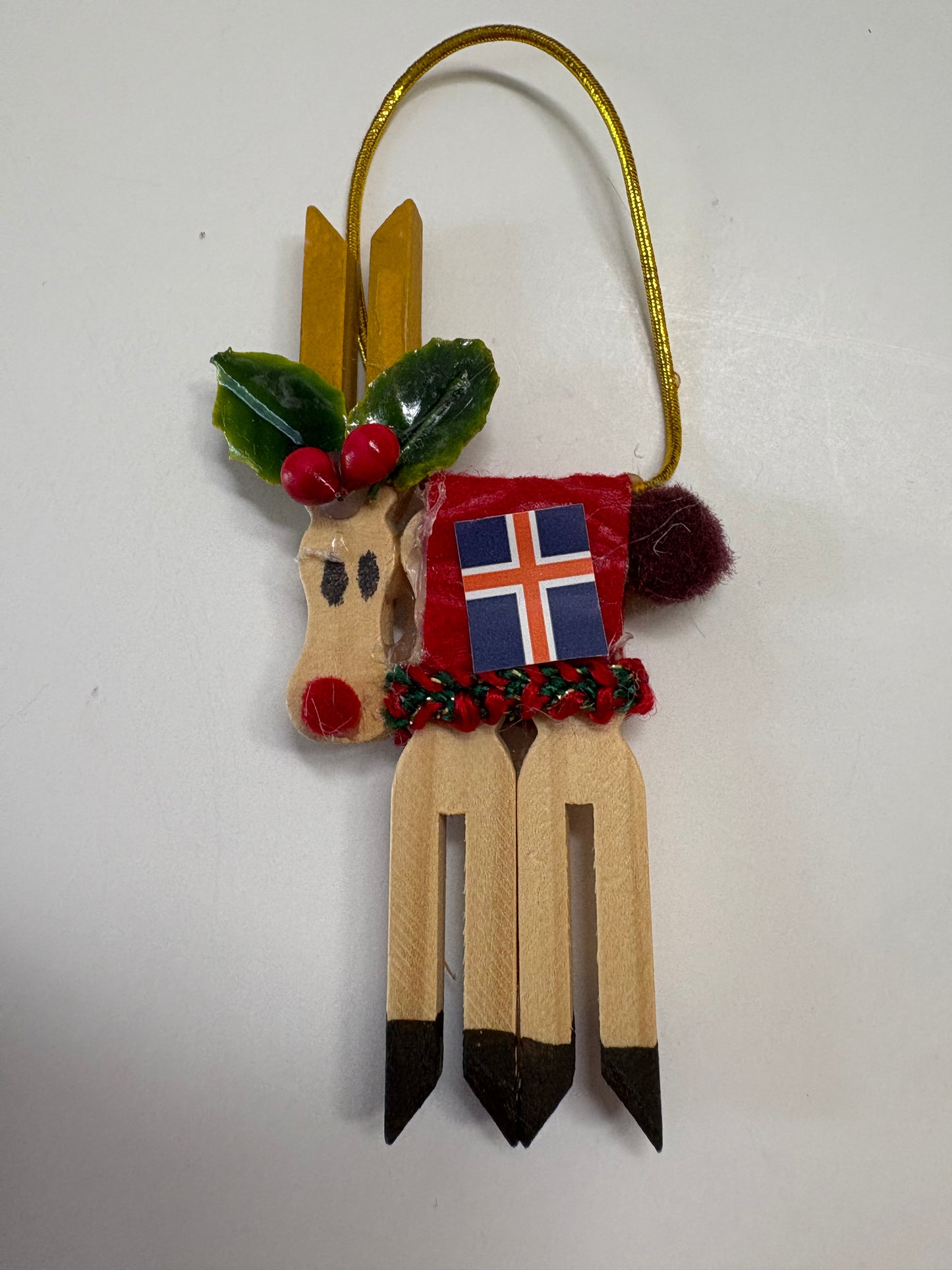 Reindeer Ornament with Iceland Flag on Saddle