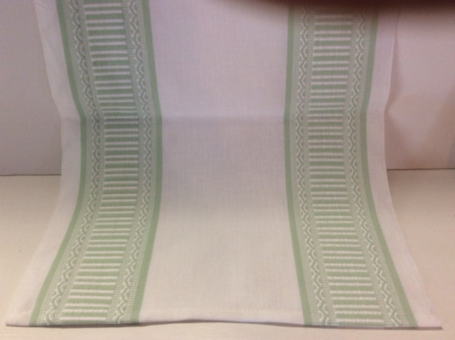 White and Light Green Linen Runner