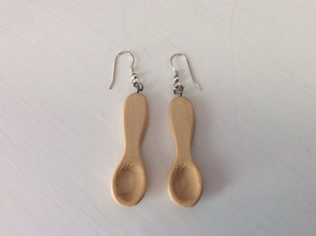 Hand Carved Wooden Spoon Earrings