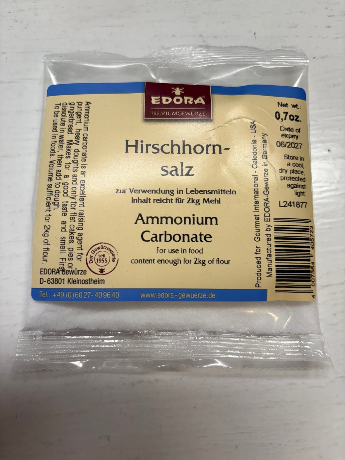 Hirschhornsalz Ammonium Carbonate