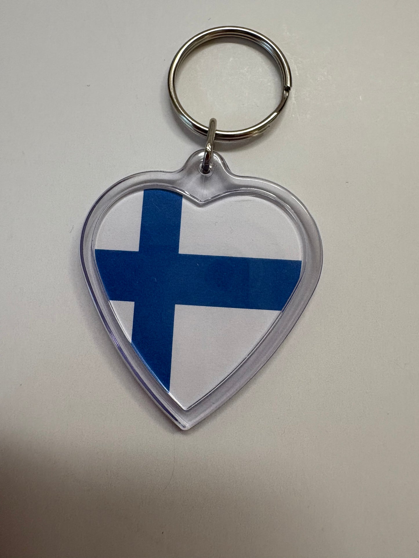 Heart Shaped Key Ring with Finnish Flag