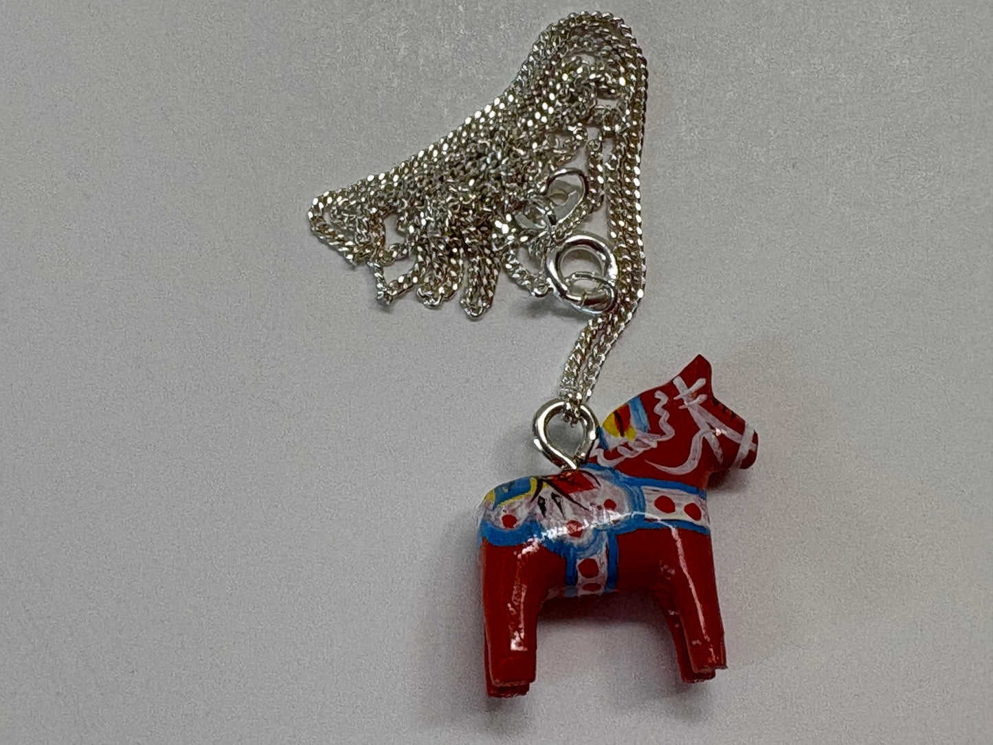 Handmade Dala Horse Necklace in Red