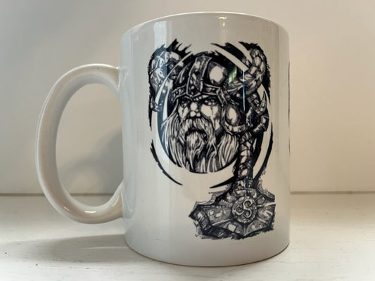 Thor's Hammer on White Ceramic Mug