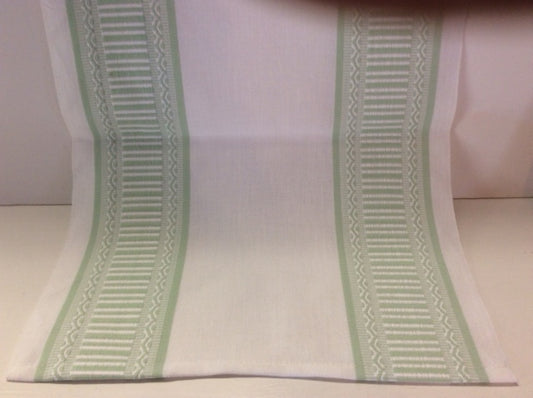 White and Light Green Linen Runner