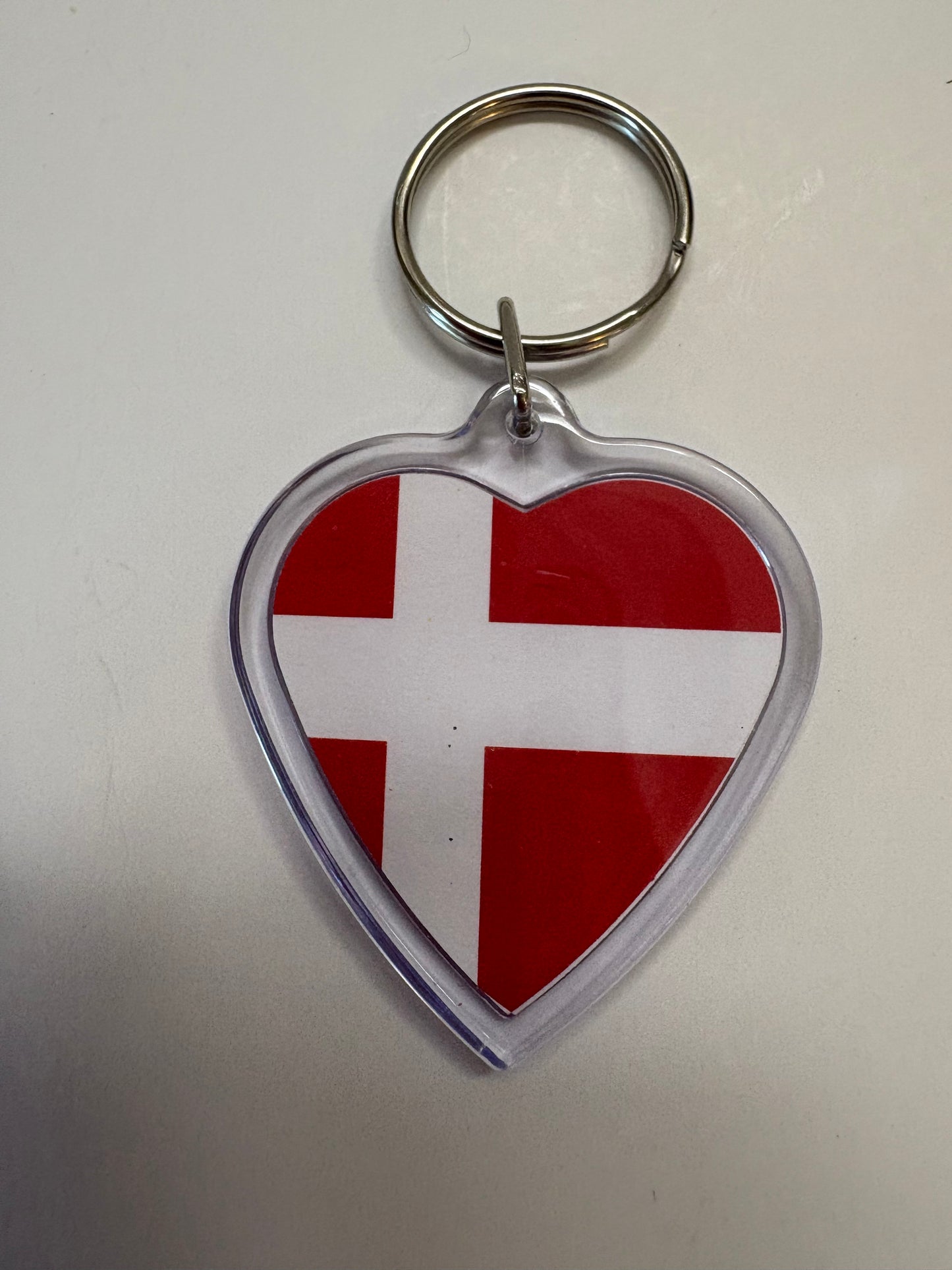 Heart Shaped Key Ring with Danish Flag