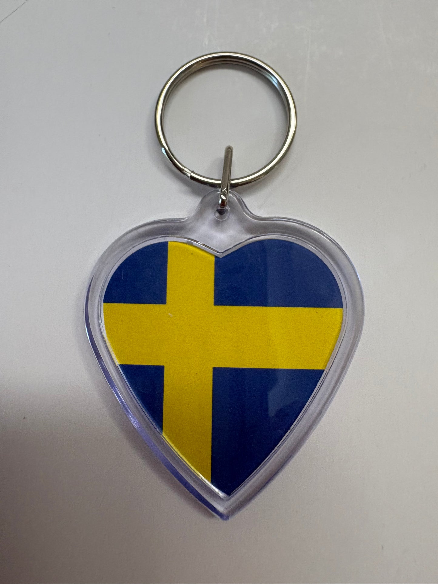 Heart-shaped Key Ring Swedish Flag