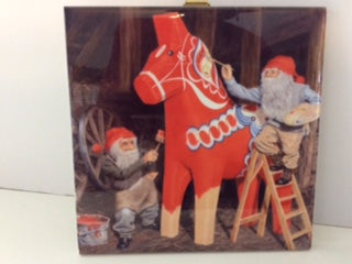 Painting the Dala Horse Ceramic Tile