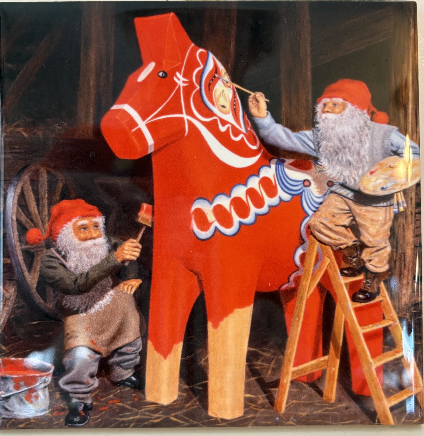 Painting the Dala Horse Ceramic Tile