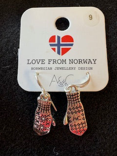 Silver Earrings in Norwegian Mitten Design